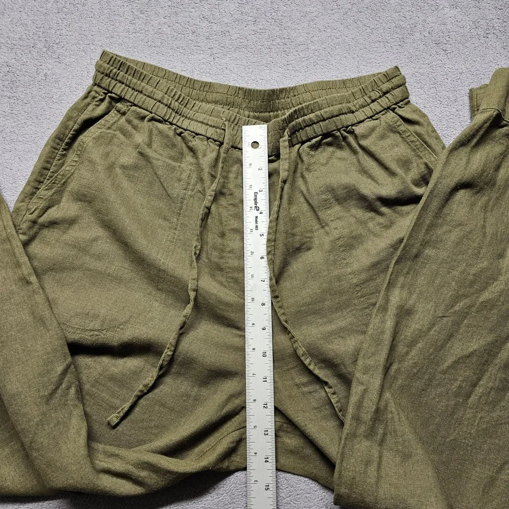Banana Republic Womens Olive Green Linen Blend Straight High-Rise Pants Size M